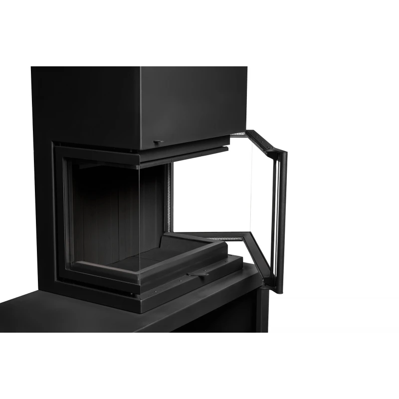 Камин МАДРИД на дровнике Гигант справа черный шамот подовый