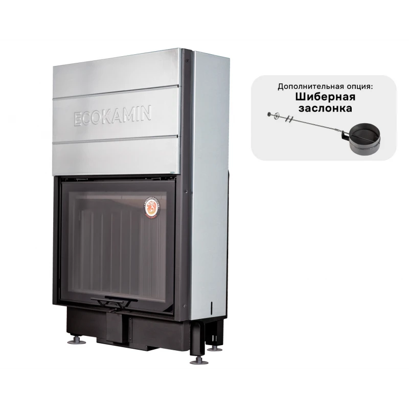 Каминная топка Экокамин ВЕГА 800 PB подовое горение принтинг черный шамот