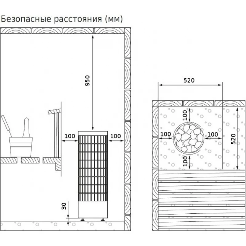 Печь электрическая HARVIA CILINDRO PC70E без пульта