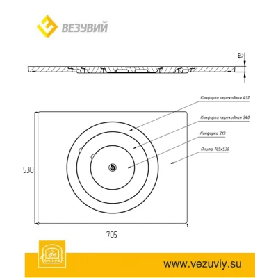 Плита Усиленная под казан ПК-430 (530х705)
