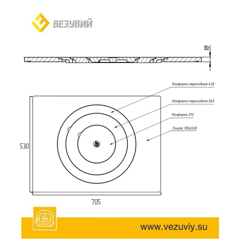 Плита Усиленная под казан ПК-430 (530х705)