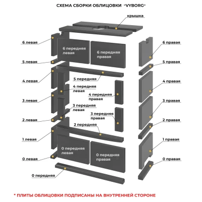 Камин ASTON Вертикаль "ВЫБОРГ" Н-1346 Пироксенит Элит