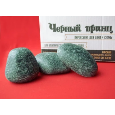 Пироксенит «Черный принц» шлифованный средний 10-13см 10кг (коробка)